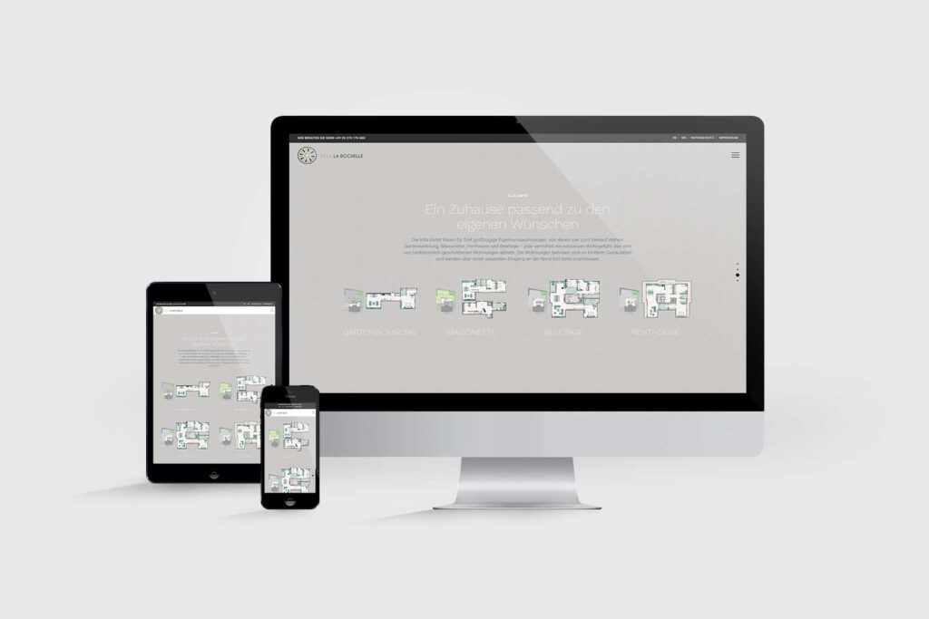 Website für Immobilienprojekt Villa La Rochelle: Grundrisse