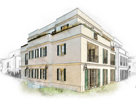 Hausansichten als Aquarelle Villa La Rochelle