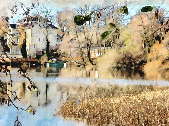 Umwandlung Foto in Aquarell für Villa La Rochelle